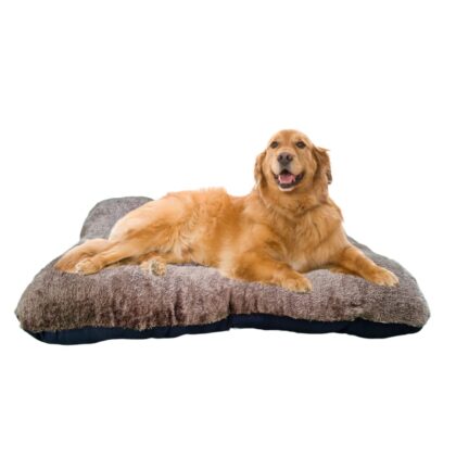 Fur Dog Bed and 5” Thick & Soft Cushion Comfortable Pet Bed Crates Washable (XXL, Brown)